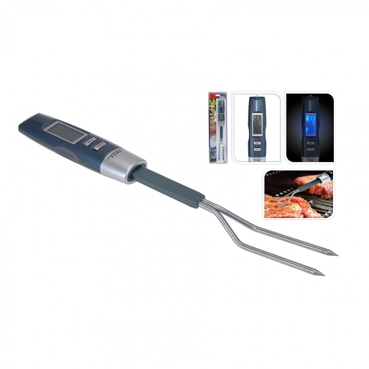 Termometru digital pentru carne, 3.8 x 34 cm, metal, gri - imagine 6